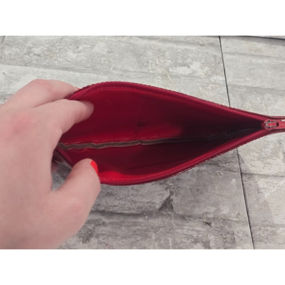 Givenchy Paris Medium Red Croc-Embossed Leather Pouch 7" x 4.5" - Picture 10 of 11